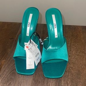 ZARA green clear heel NWT SIZE 7.5